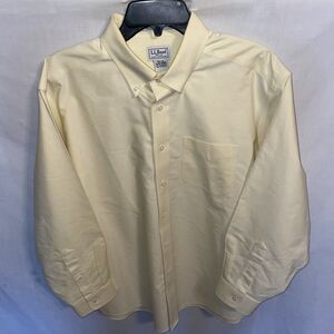 L.L. Bean Men’s Dress Shirt Size Large Yellow Wrinkle Resist Trad Fit Business